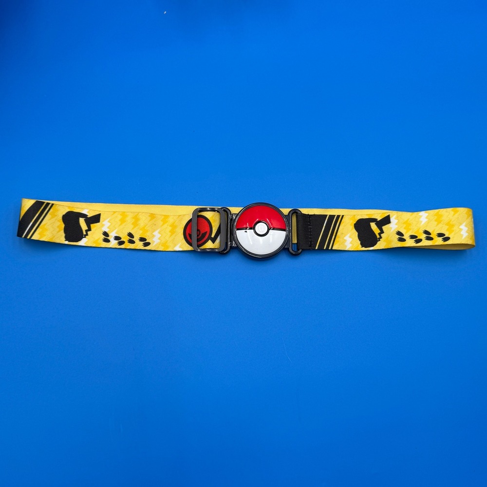 Pokemon Belt Pikachu Pokeball Waistband Adjustable Kids Adult‎ Yellow Black